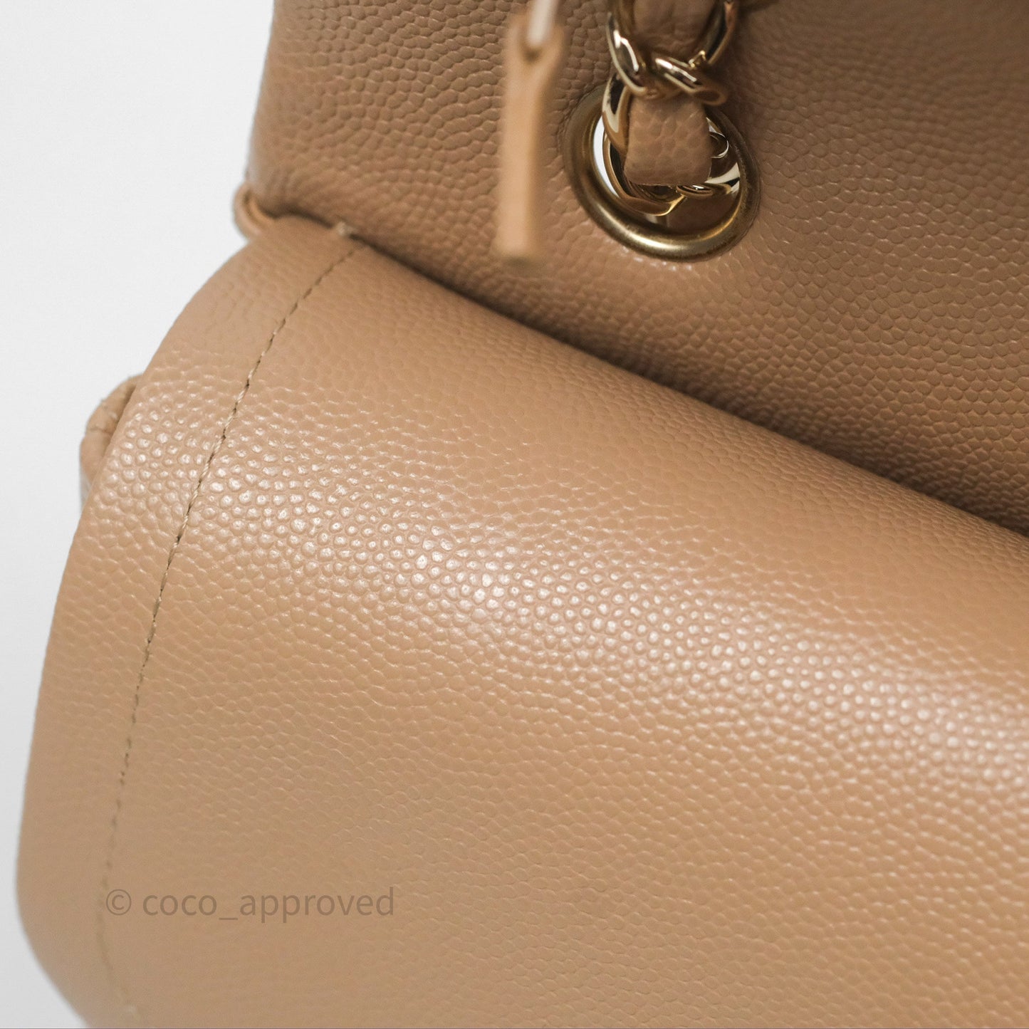 Chanel Classic M/L Medium Double Flap Dark Beige Caviar Gold Hardware 19B