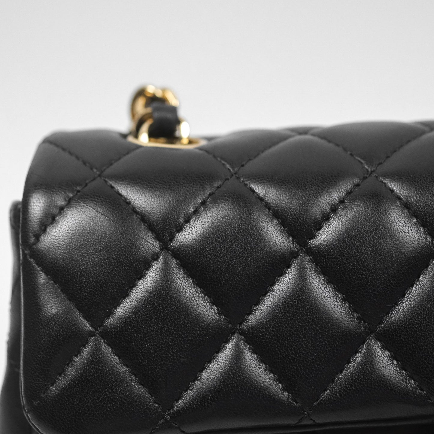 Chanel Quilted East West Flap Bag Black Lambskin Gold Hardware