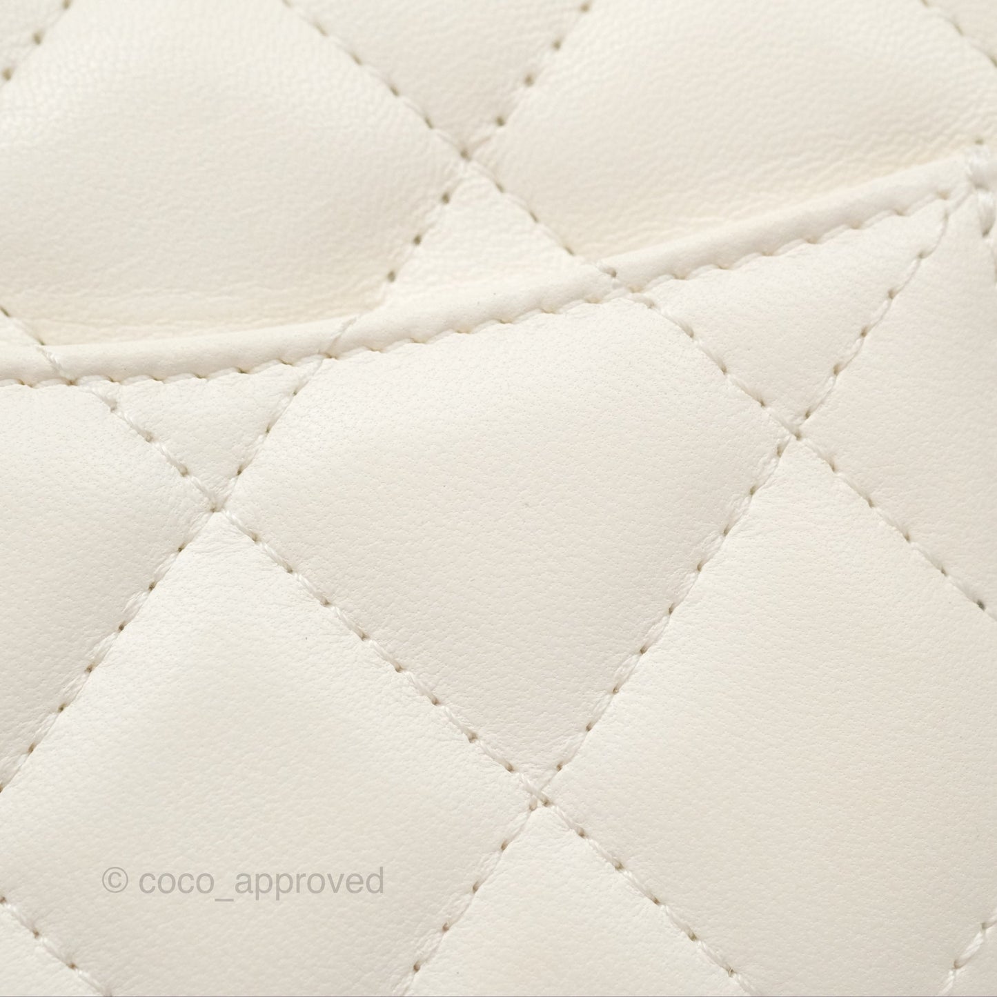 Chanel Small Logo Pearl Chain Flap Bag White Lambskin Gold Hardware