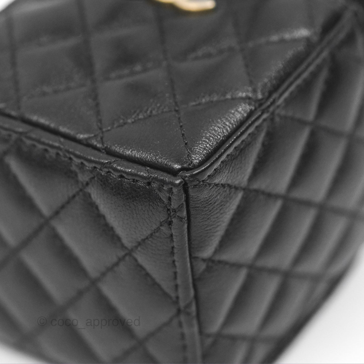 Chanel Mini Drawstring Bucket Bag with Chain Black Calfskin Aged Gold Hardware