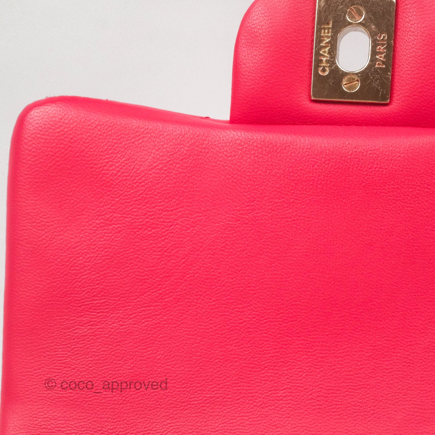 Chanel Mini Square Quilted Red Lambskin Gold Hardware