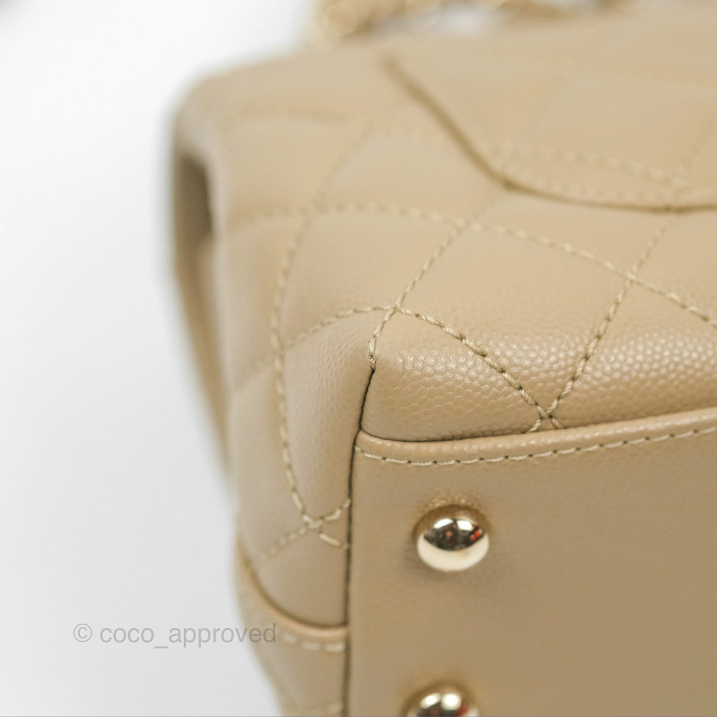 Chanel Mini Coco Handle Quilted Dark Beige Caviar Gold Hardware