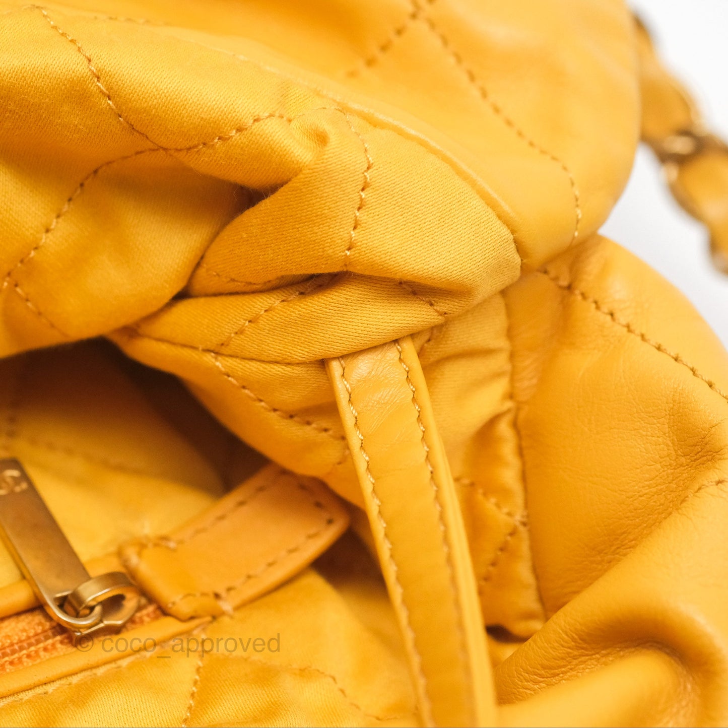 Chanel 22 Small Mustard Yellow Shiny Aged Calfskin Aged Gold Hardware