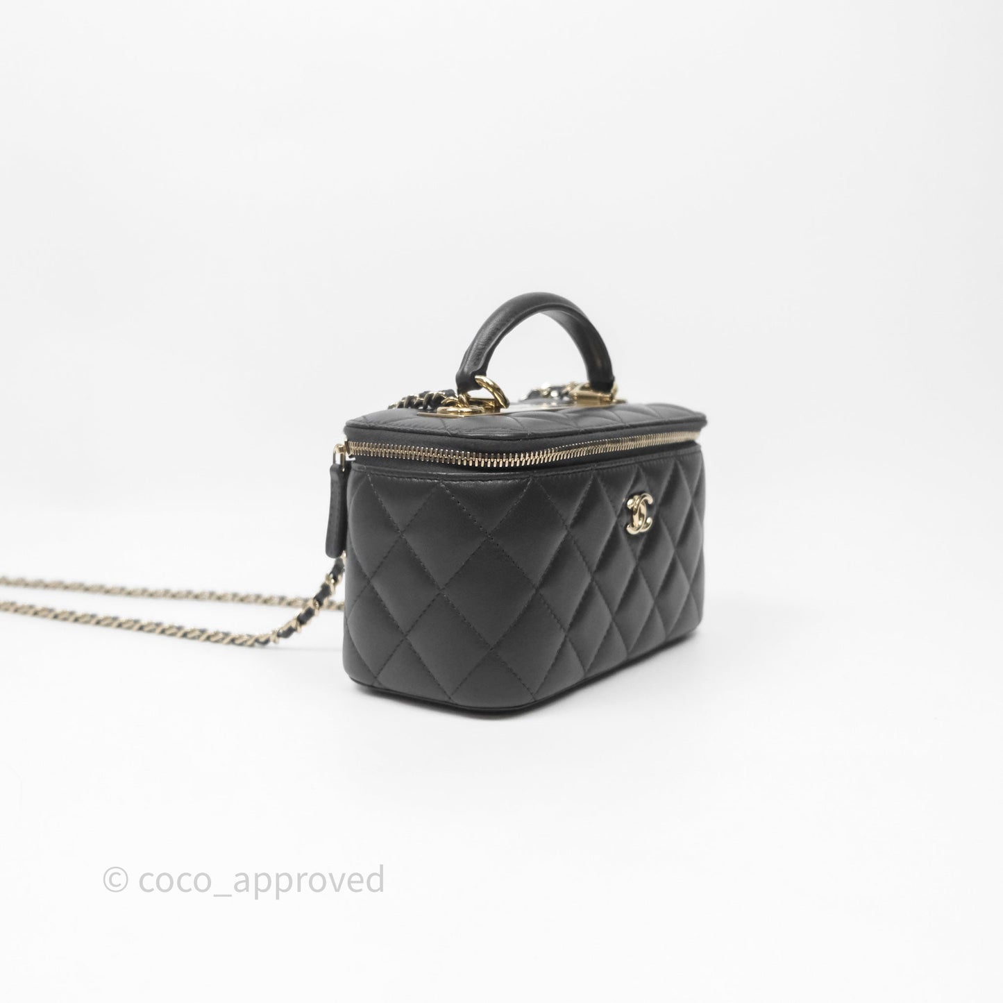Chanel Trendy CC Vanity Rectangular Top Handle Dark Grey Lambskin Gold Hardware