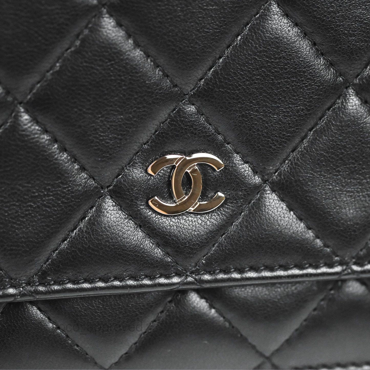Chanel Quilted Classic Wallet On Chain WOC Black Lambskin Silver Hardware