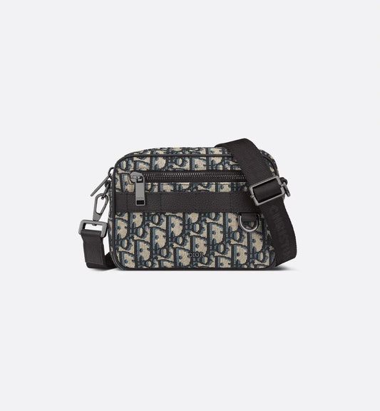 Mini Safari Bag with Strap Beige and Black Luxury Dior Oblique Jacquard