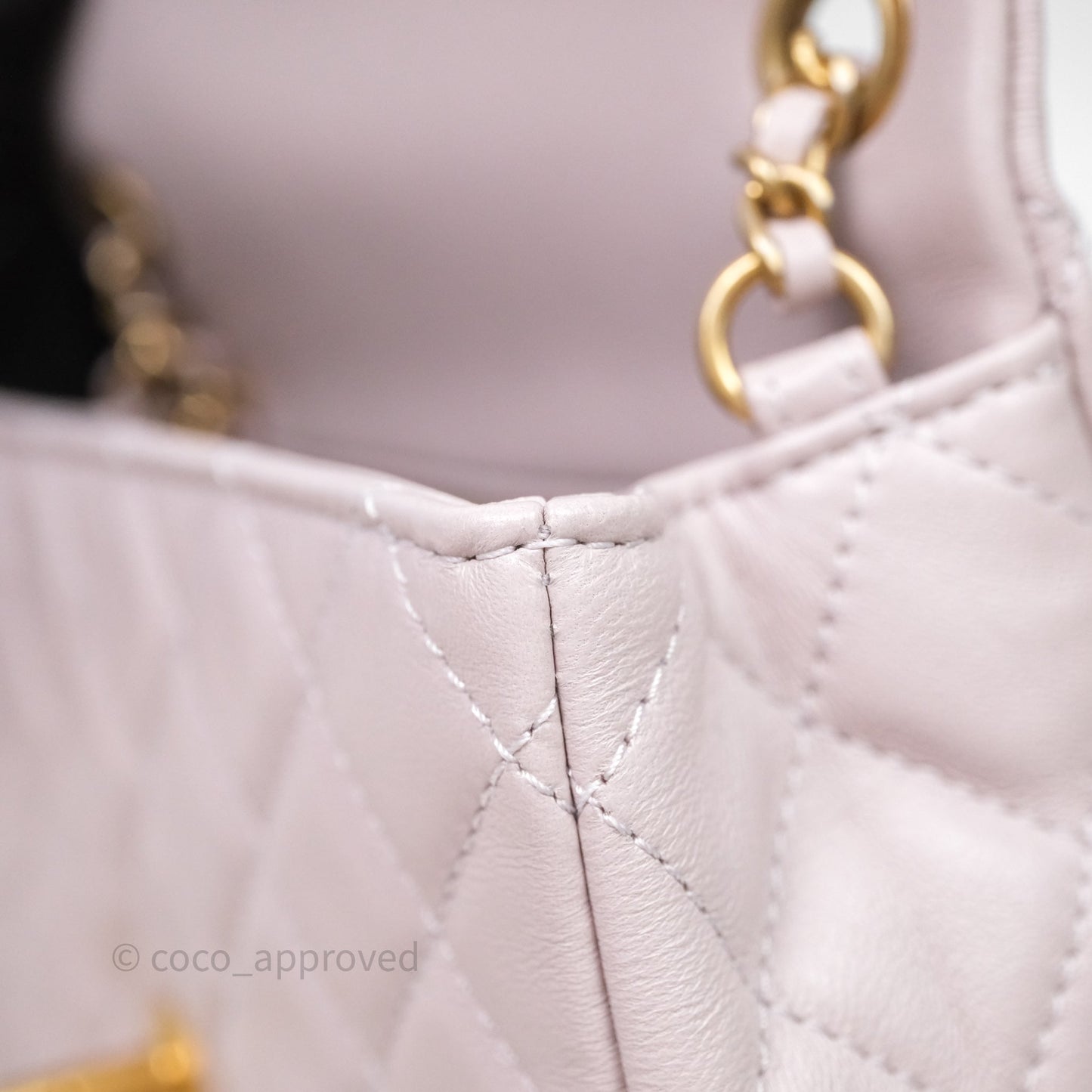 Chanel Mini Rectangular Pearl Crush Lilac Lambskin Aged Gold Hardware