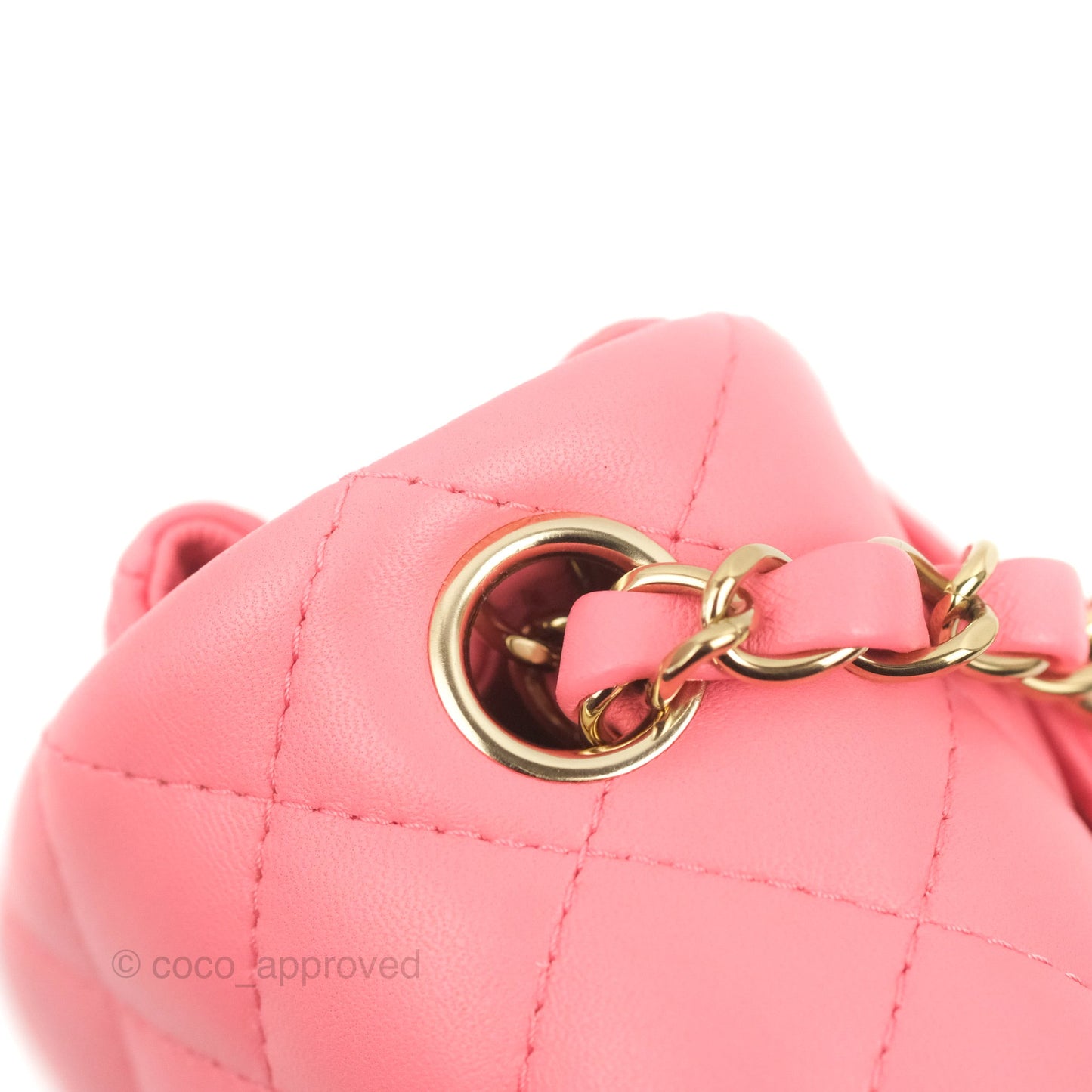 Chanel Mini Square Flap Pink Lambskin Gold Hardware