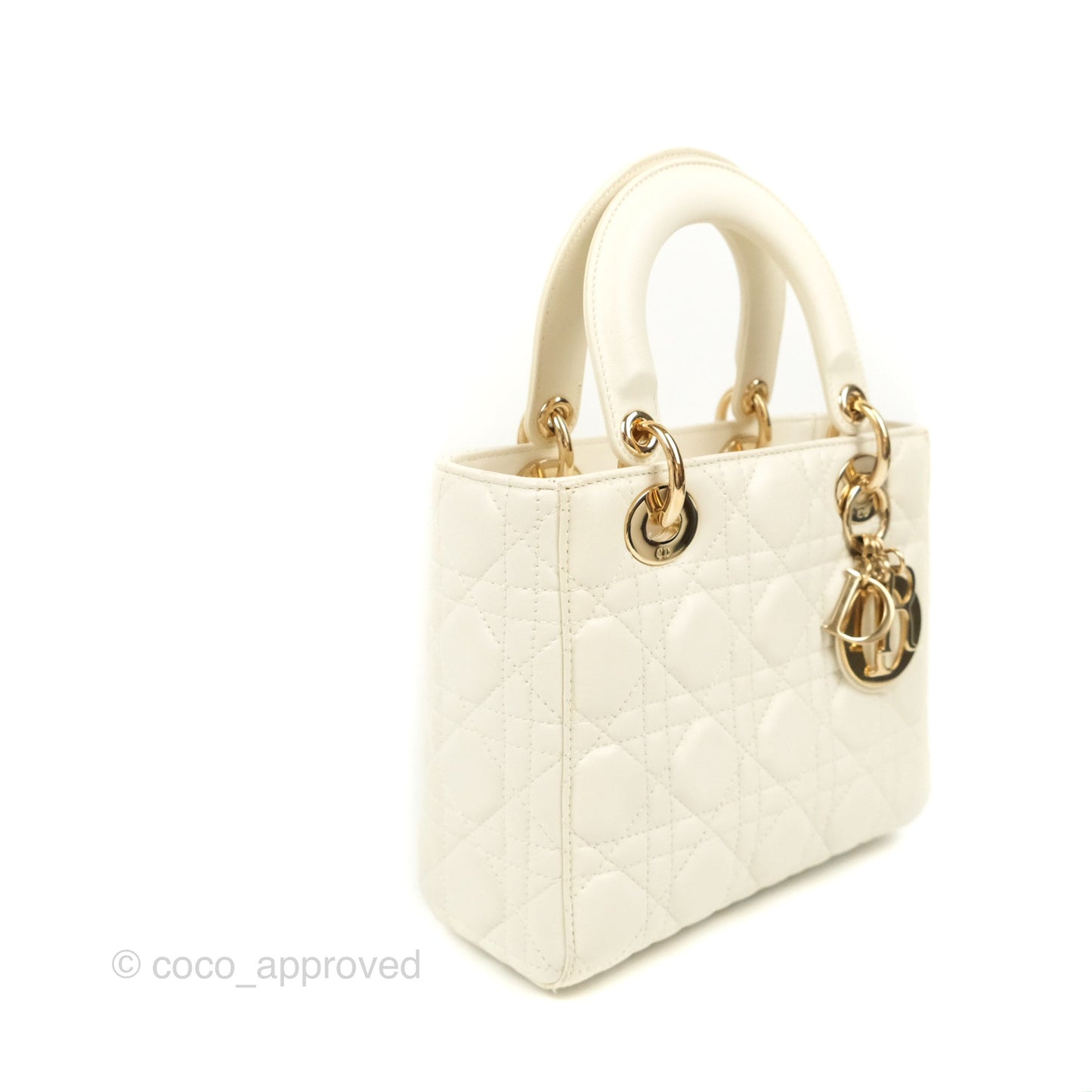 Christian Dior My ABCDior Lady Dior Bag Cannage Lambskin White Gold Hardware