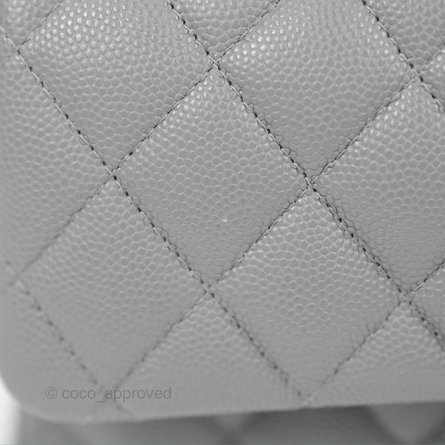 Chanel Small Classic Quilted Flap Grey Caviar Gold Hardware 20C