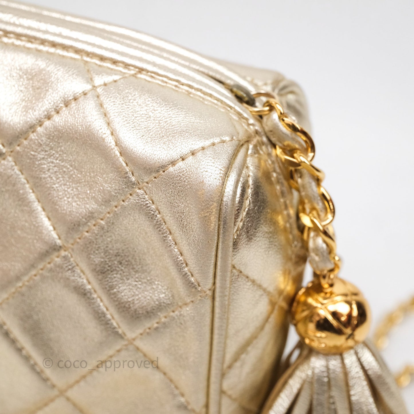 Chanel Vintage Camera Bag Gold Lambskin Gold Hardware