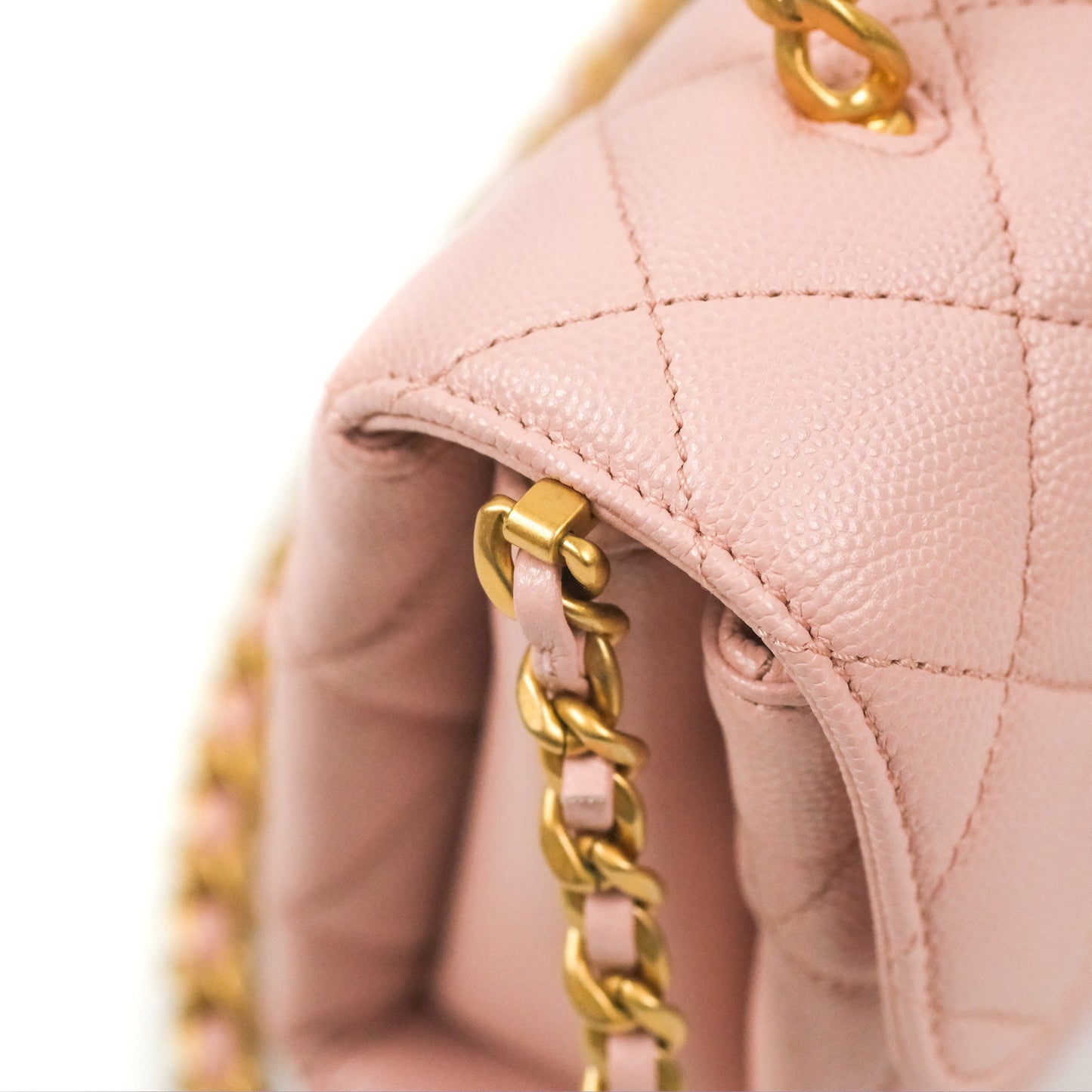 Chanel Carry Me Top Handle Flap Bag Pink Caviar Aged Gold Hardware 23S