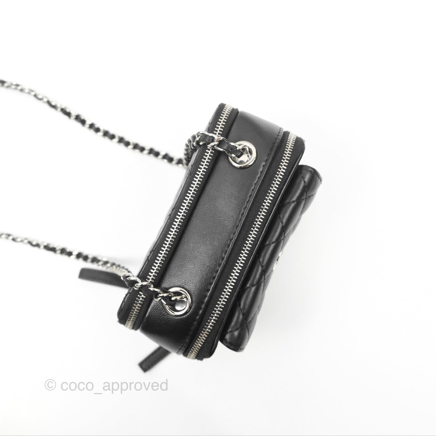 Chanel Small Pocket Box Camera Case Black Lambskin Silver Hardware