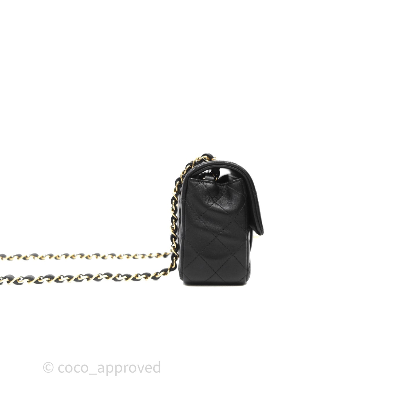 Chanel Mini Rectangular Black Lambskin Bag Gold Hardware