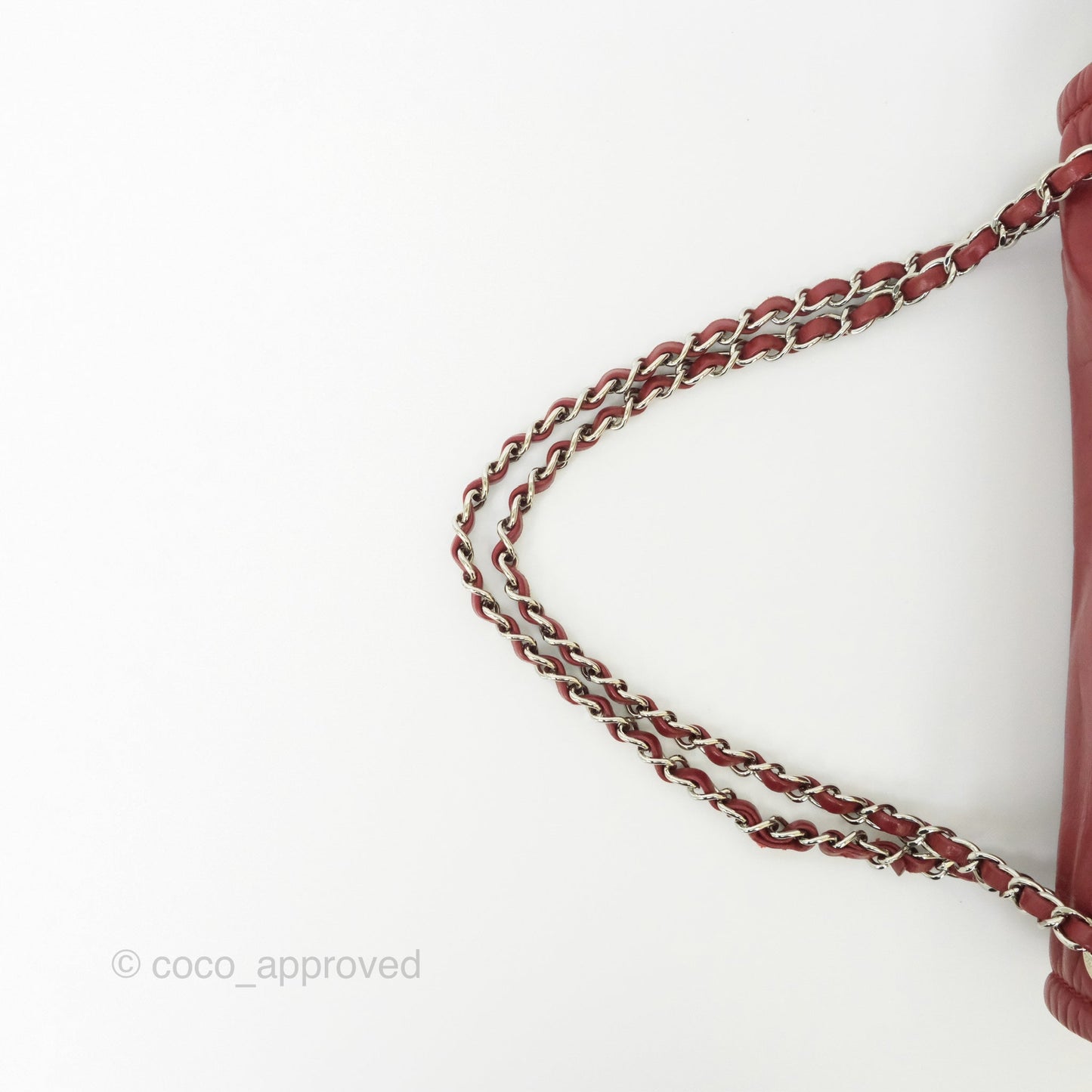 Chanel CC Flap Shoulder Bag Dark Red Crumpled Leather Silver Hardware