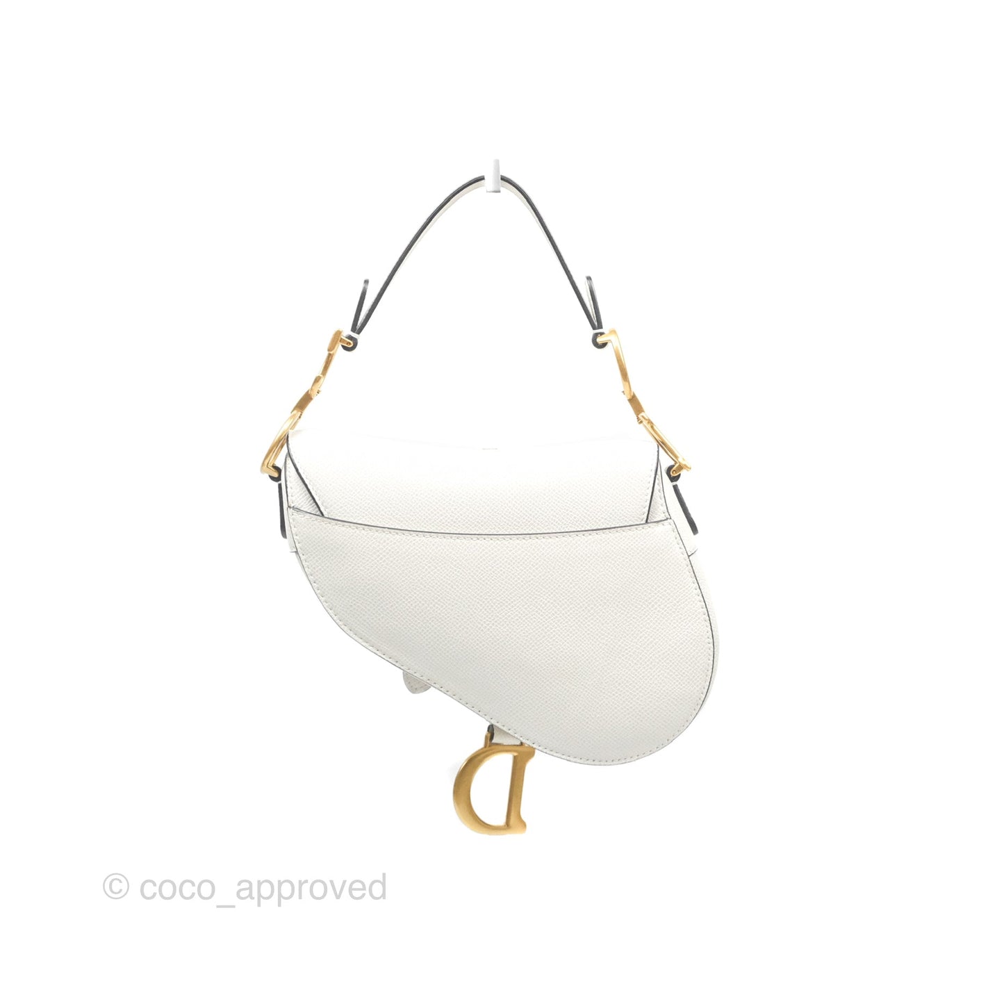 Christian Dior Mini Saddle Bag White Grained Calfskin Gold Hardware