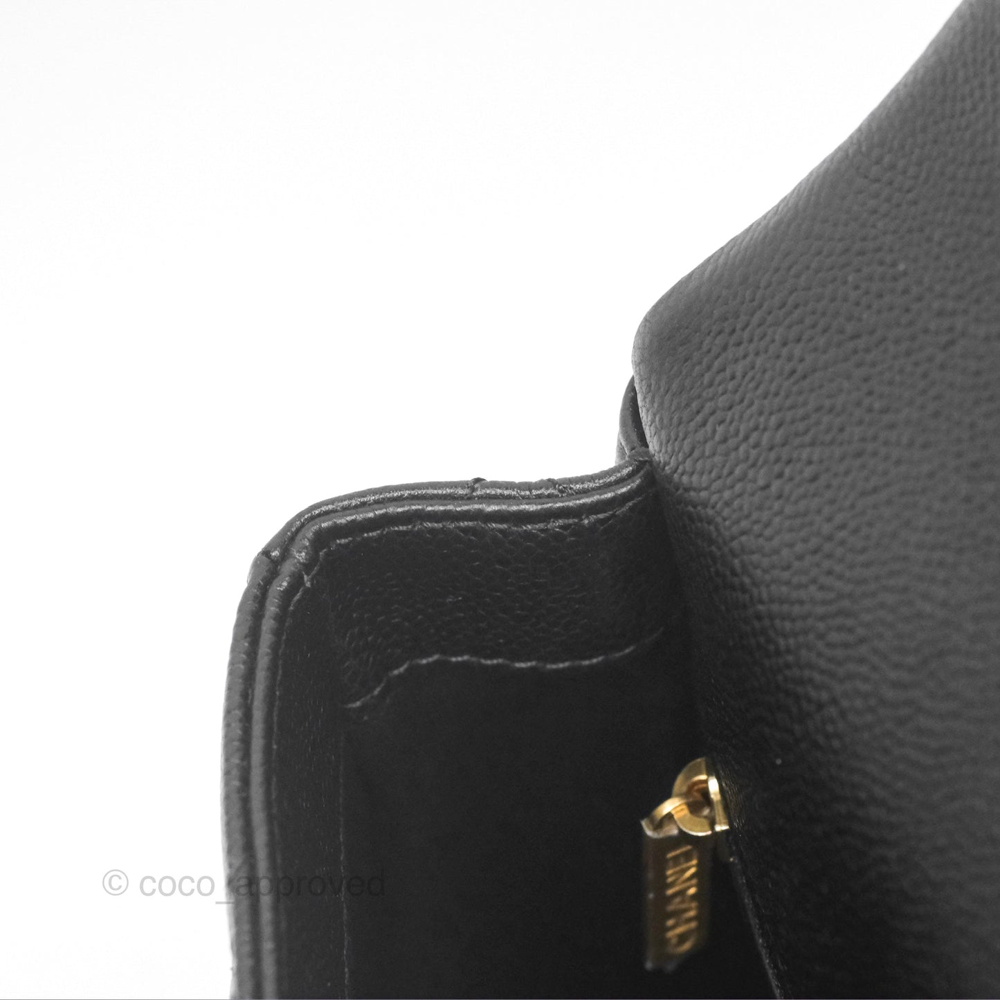 Chanel Large Flap Bag Heart Adjustable Chain Black Caviar Aged Gold Hardware