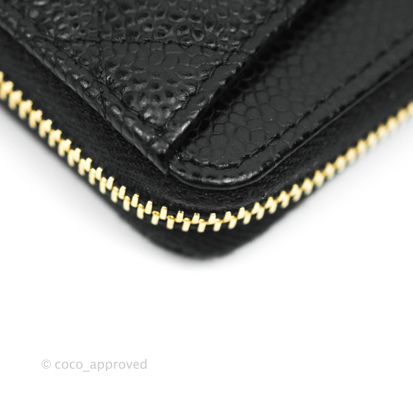 Chanel Classic Zipped Coin Purse Black Caviar Gold Hardware