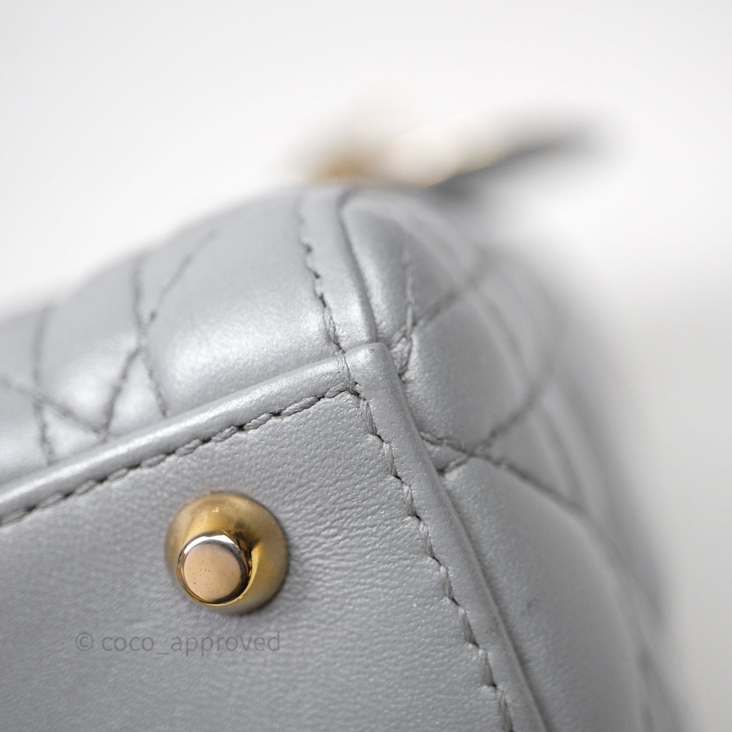 Christian Dior Mini Lady Dior Iridescent Grey Lambskin Cannage Gold Hardware