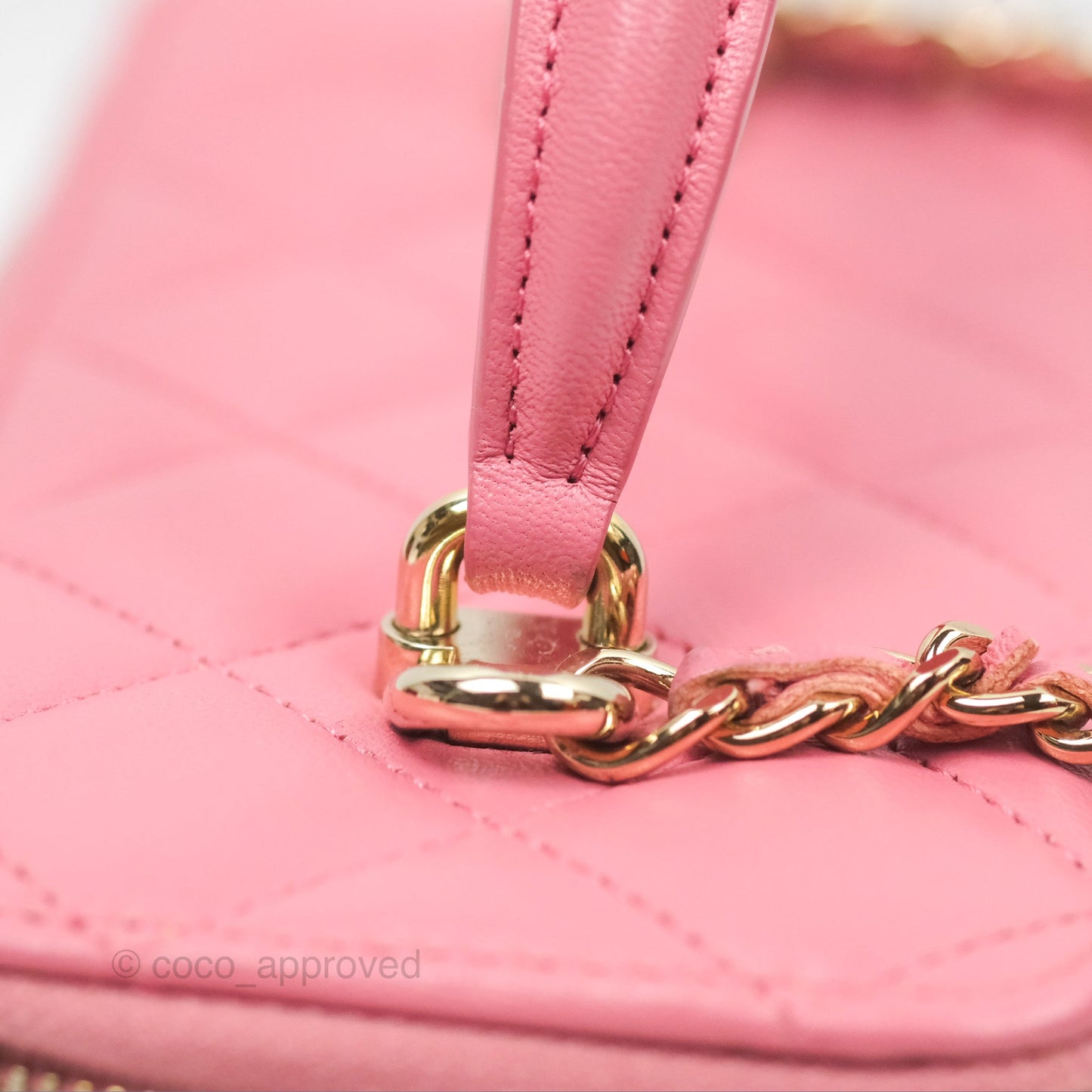 Chanel Vanity Rectangular Top Handle Pink Lambskin Gold Hardware