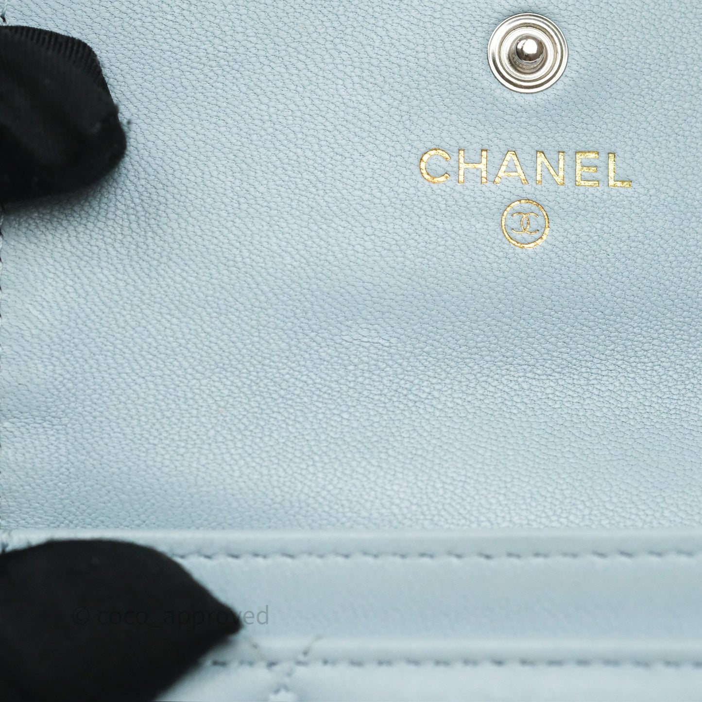 Chanel 19 Flap Card Holder Light Blue Lambskin