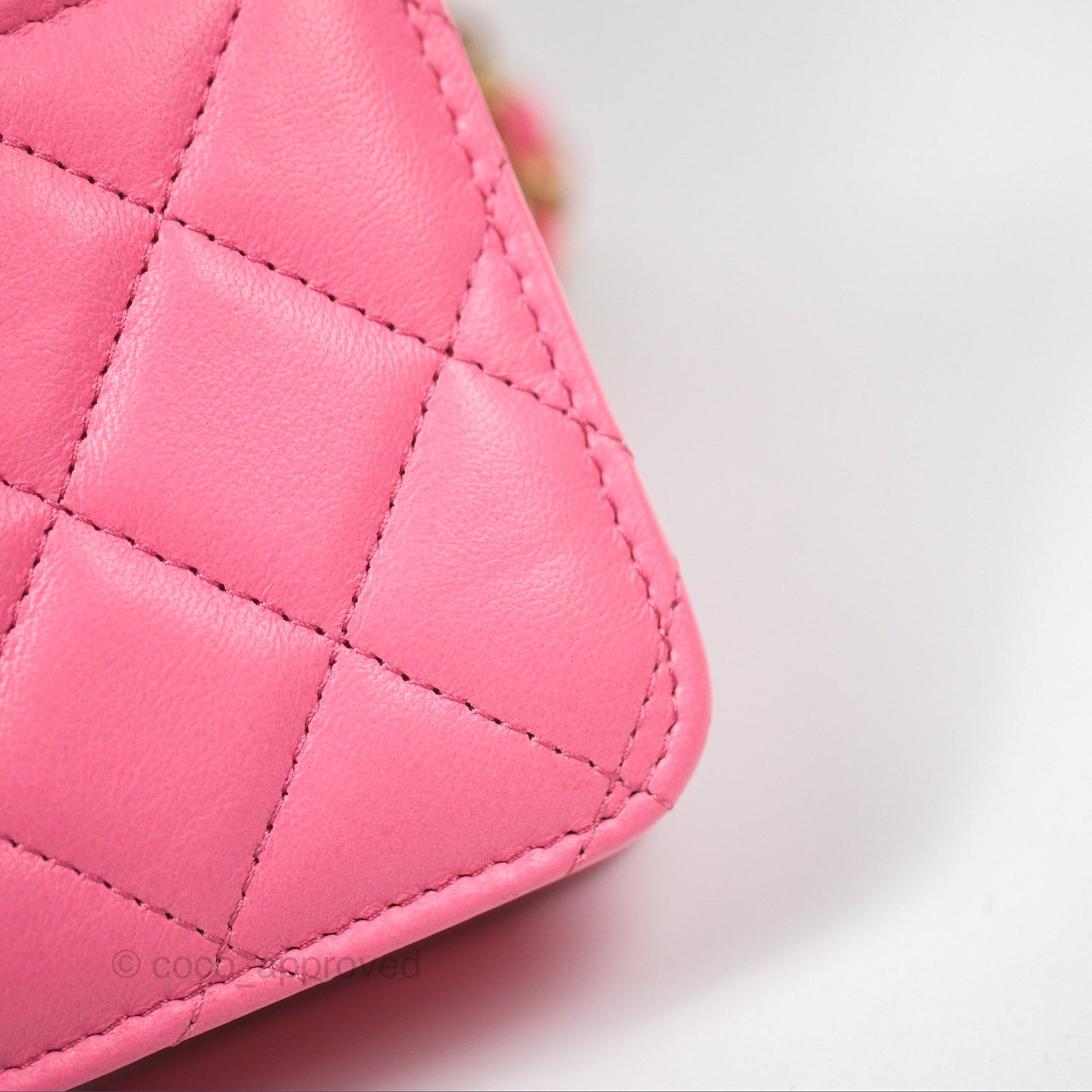 Chanel Quilted Pearl Crush Wallet on Chain WOC Pink Lambskin Aged Gold Hardware
