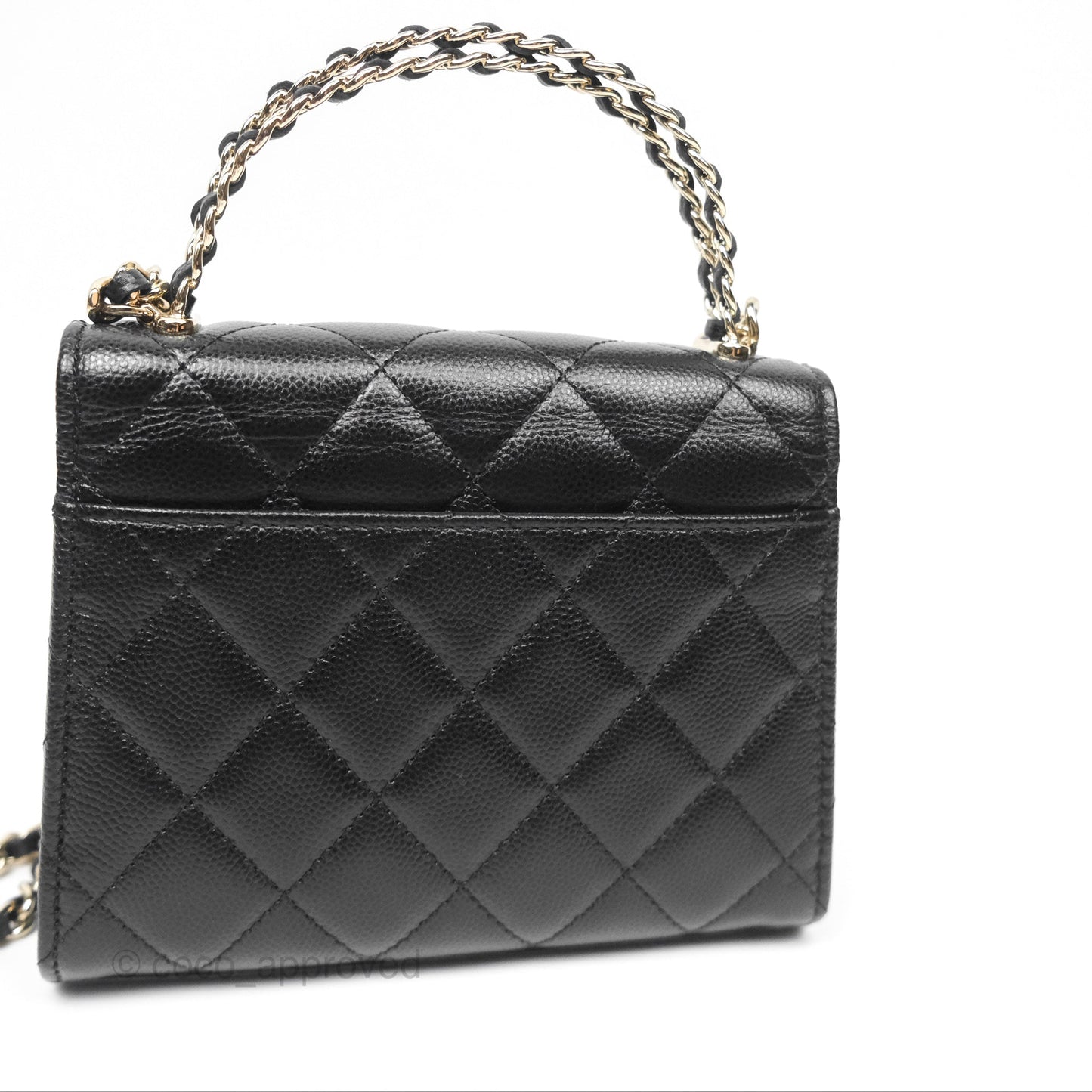 Chanel Kelly Clutch With Chain Black Caviar Gold Hardware