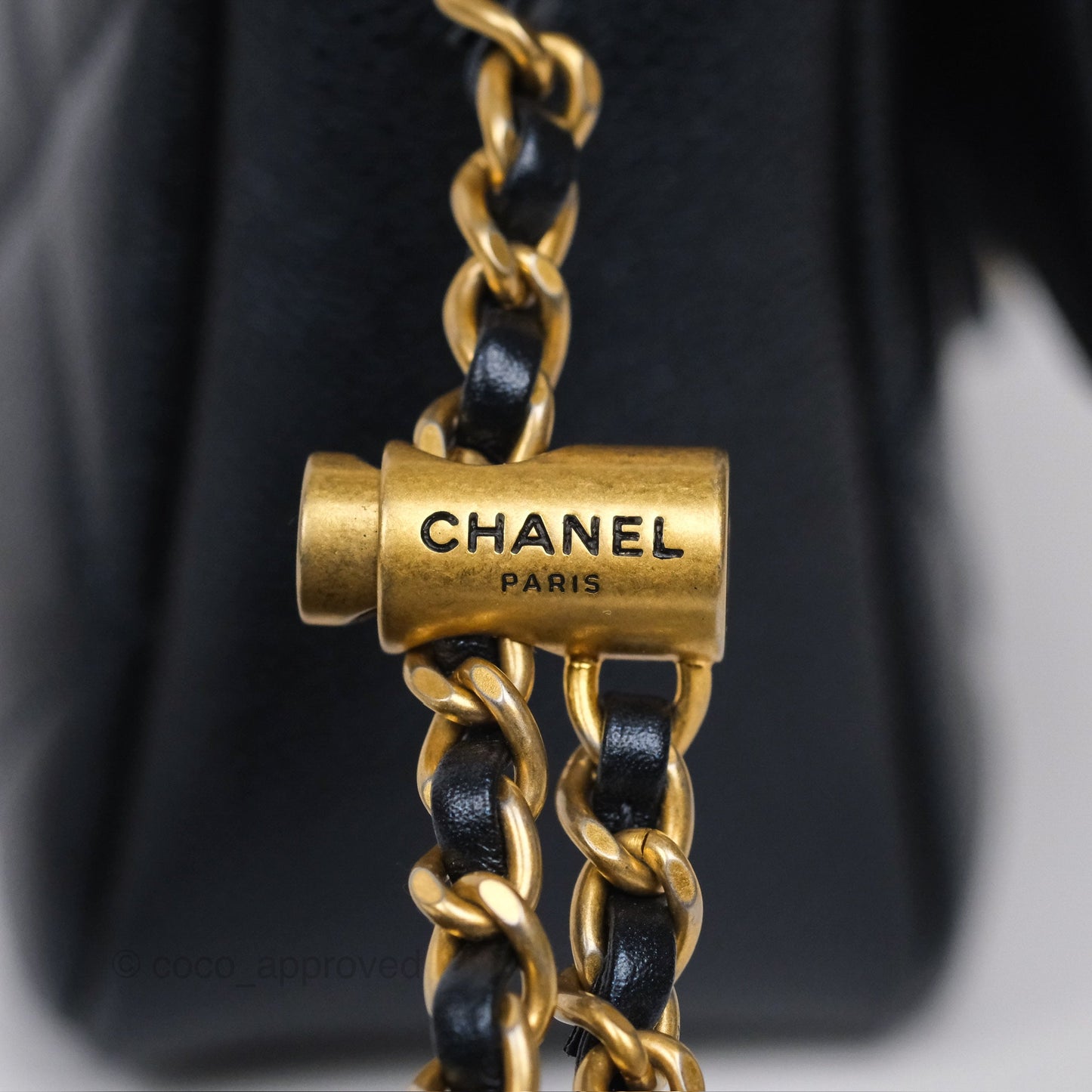 Chanel My Perfect Mini Flap Quilted Iridescent Navy Caviar Aged Gold Hardware