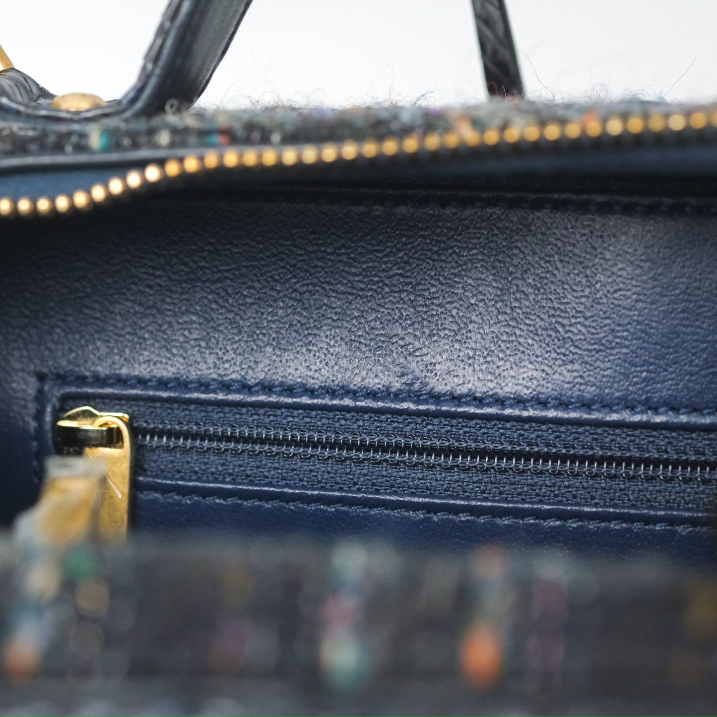 Chanel Quilted Medium CC Filigree Vanity Case Navy Tweed Python