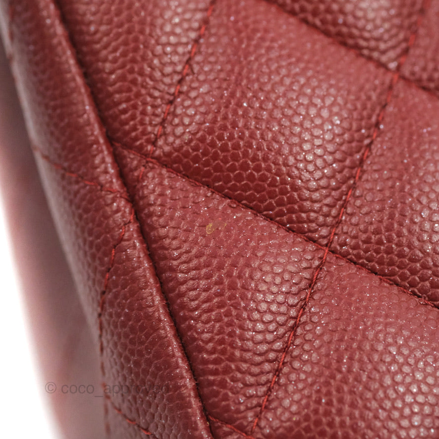 Chanel Classic Quilted Mini Rectangular Flap Iridescent Burgundy Caviar Aged Gold Hardware