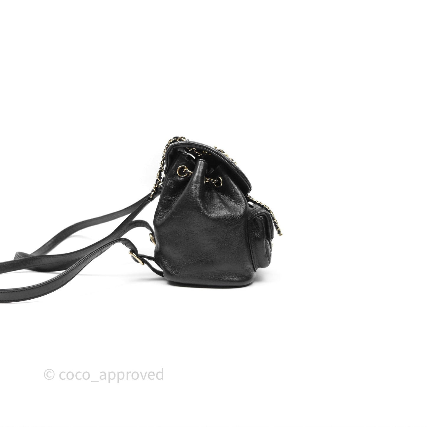 Chanel Quilted Small Duma Drawstring Backpack Black Calfskin Gold Hardware