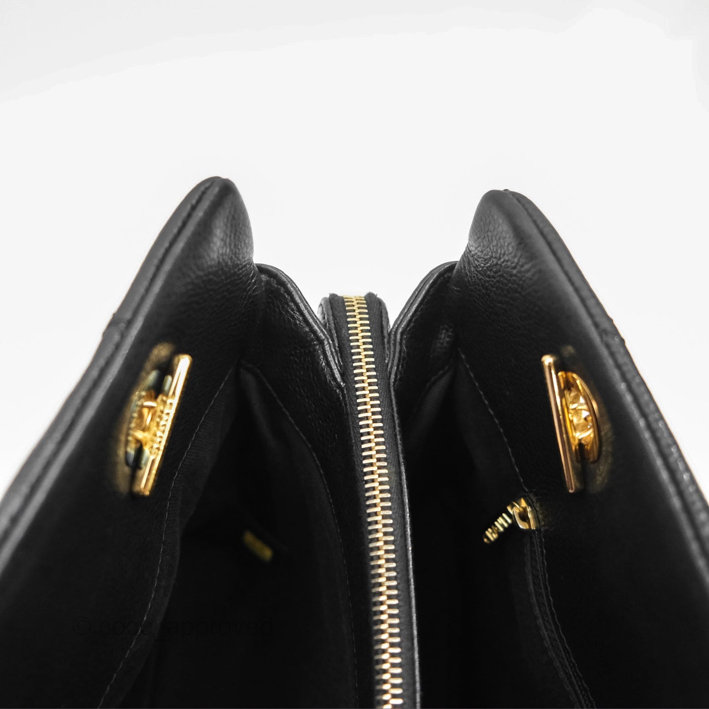 Chanel Quilted Caviar Leather Timeless CC Soft Shopping Tote Bag Black