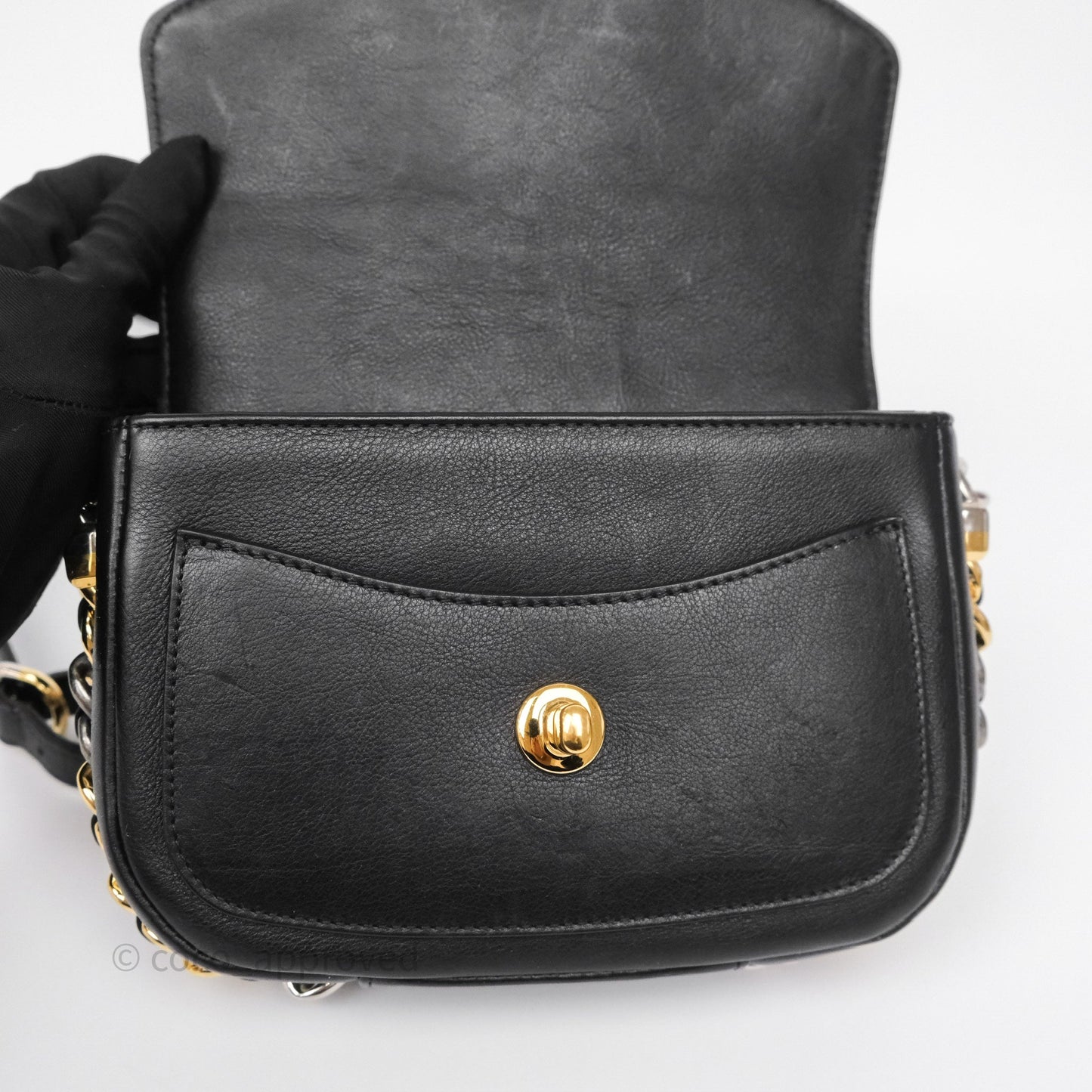 Chanel Small Precious Union Flap Black Calfskin Gold & Silver Hardware
