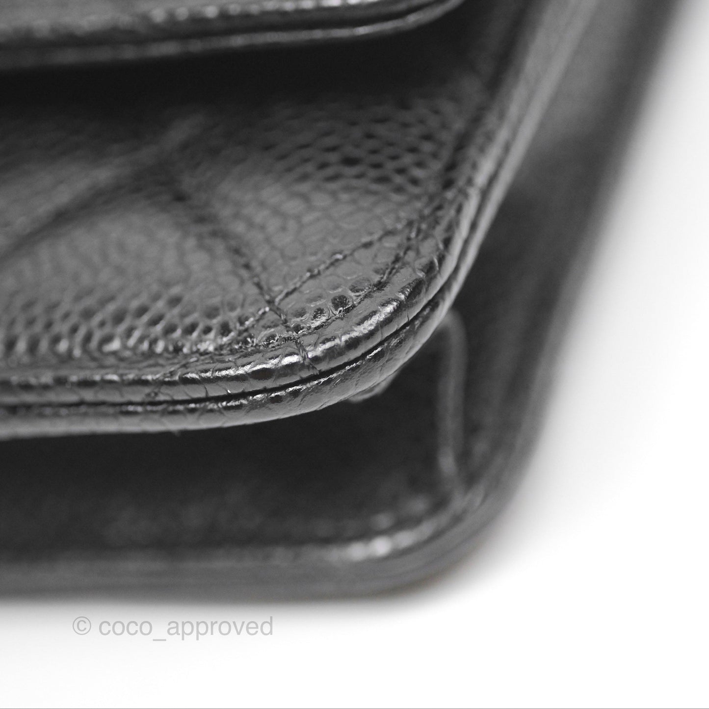 Chanel Quilted Classic Wallet On Chain WOC Black Caviar Silver Hardware