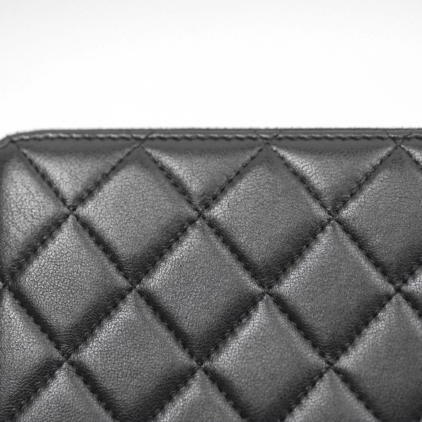 Chanel Zip Around Organiser Wallet Black Lambskin Gold Hardware