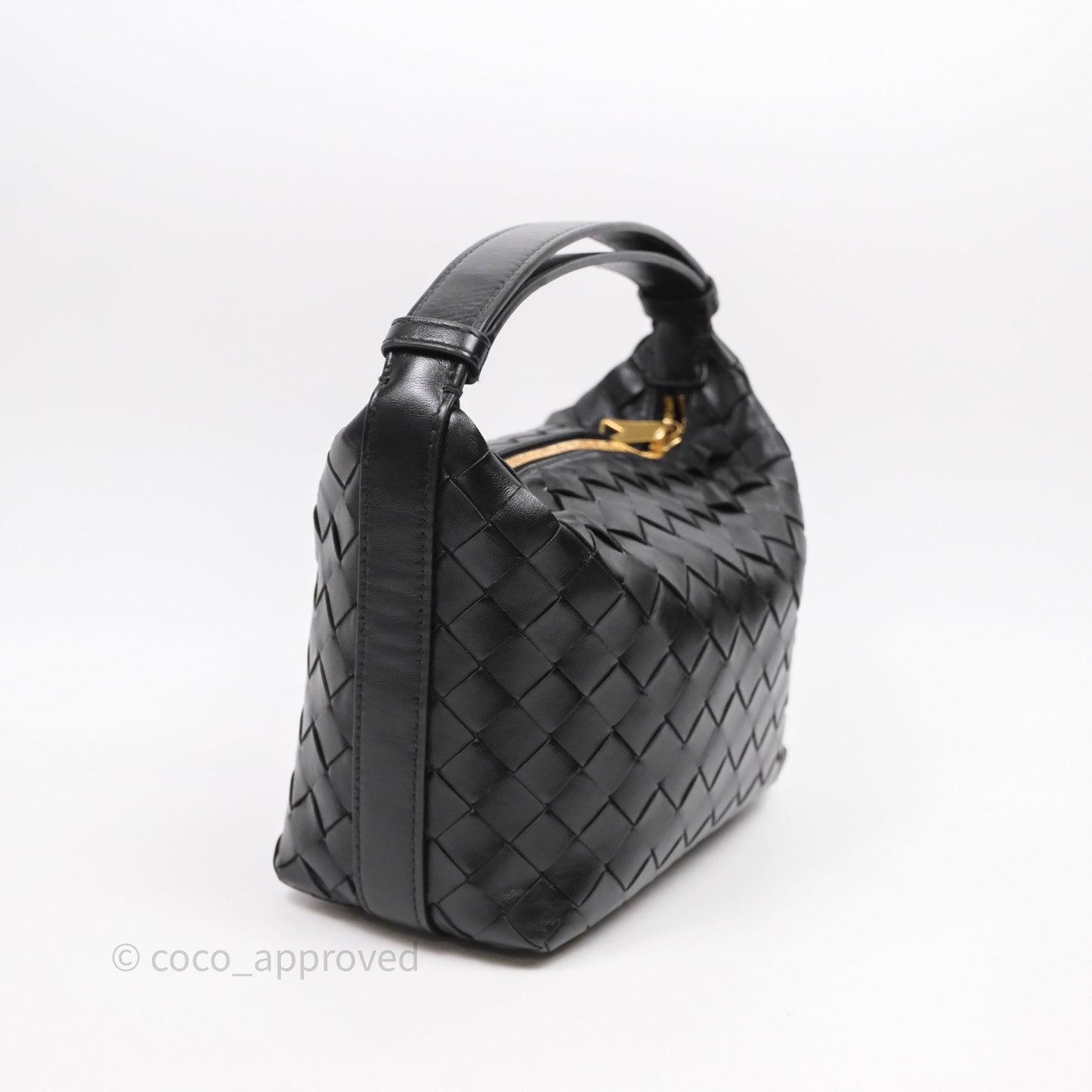 Bottega Veneta Mini Wallace Intrecciato Black Gold Hardware