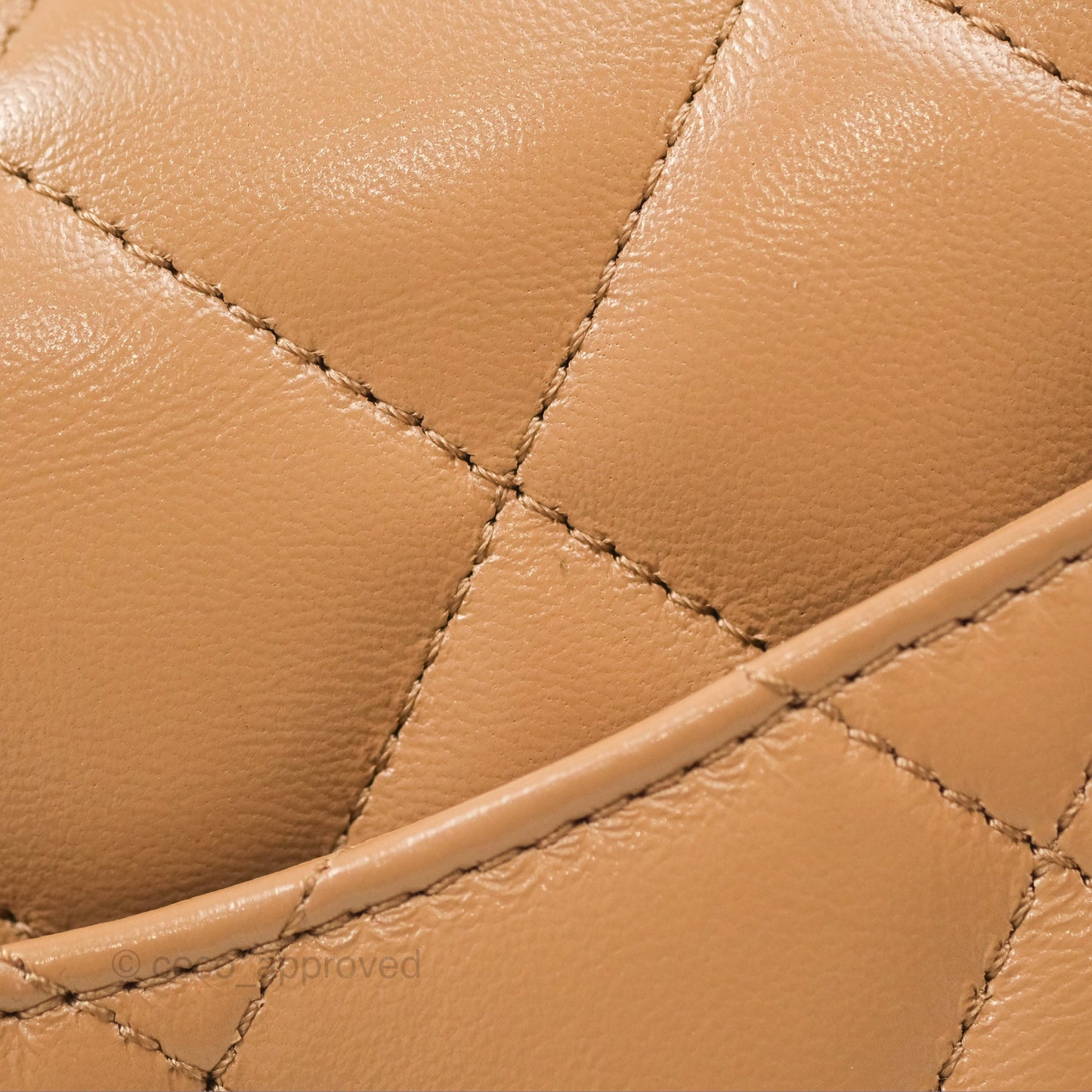 Chanel Top Handle Flap Bag Beige Shiny Lambskin Gold Hardware 23A