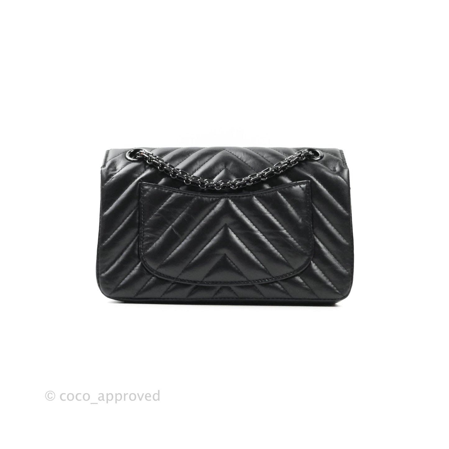 Chanel Mini Reissue 224 So Black Chevron Calfskin Black Hardware