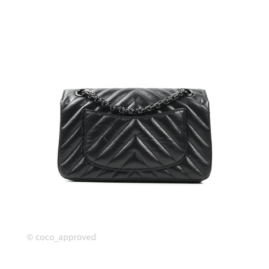 Chanel Mini Reissue 224 So Black Chevron Calfskin Black Hardware
