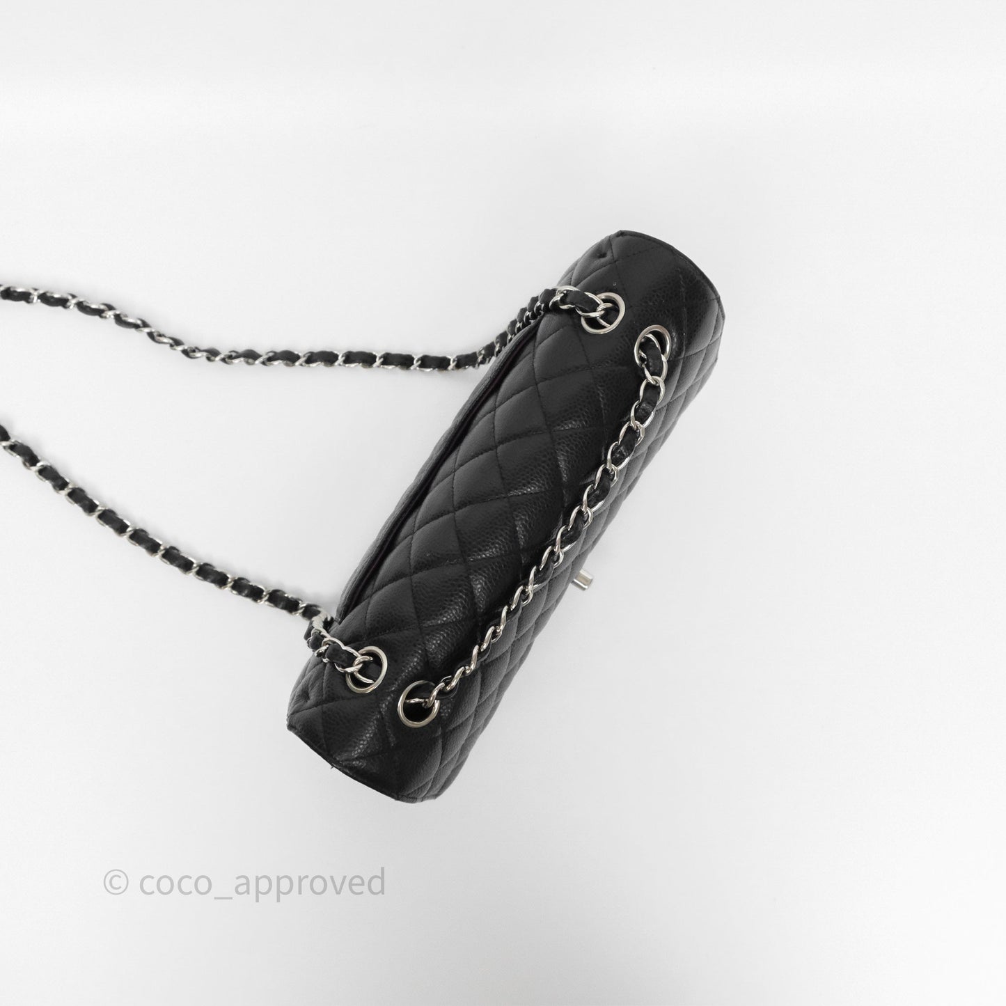 Chanel Classic M/L Medium Flap Quilted Black Caviar Silver Hardware