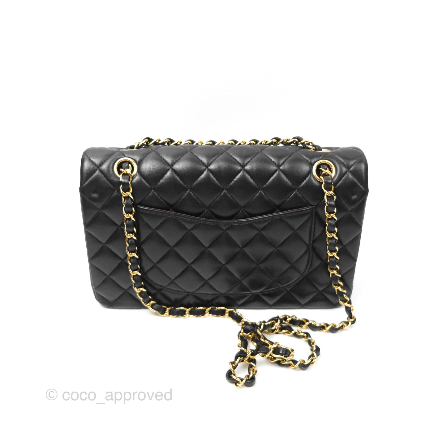 Chanel Classic M/L Medium Flap Quilted Black Lambskin Gold Hardware