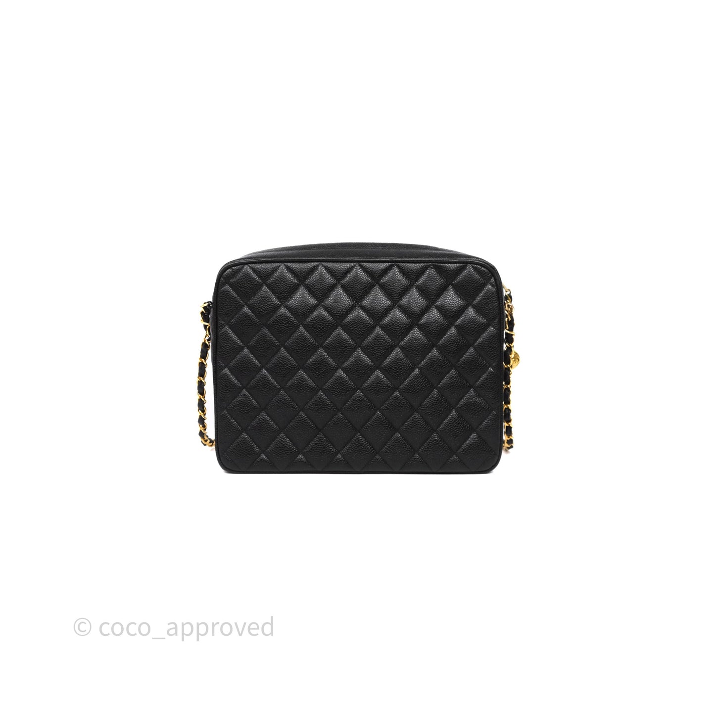 Chanel Vintage Camera Bag Coco Crush Black Caviar Gold Hardware