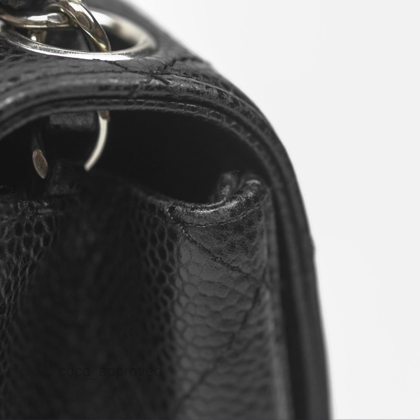 Chanel Mini Square Flap Quilted Black Caviar Silver Hardware