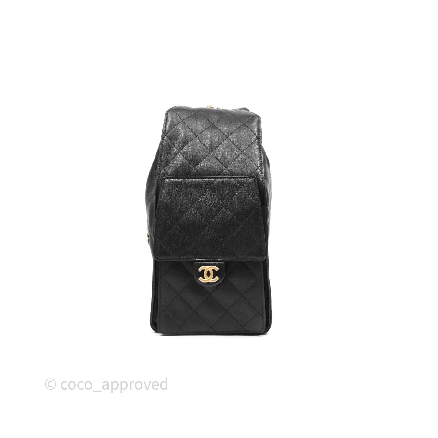 Chanel 25 Medium Black Caviar Aged Gold Hardware