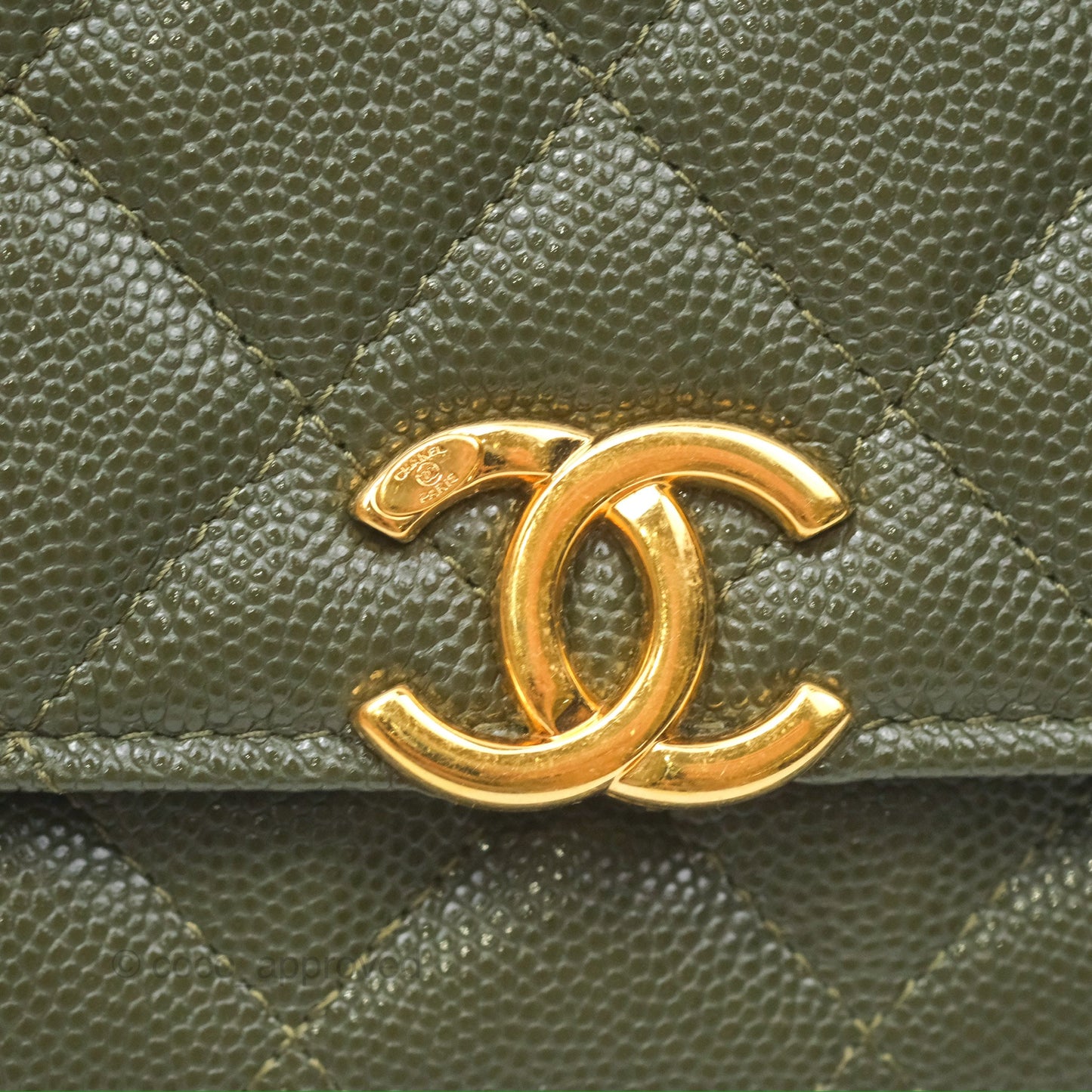 Chanel Coco First Wallet On Chain WOC Dark Olive Green Caviar Gold Hardware 22K