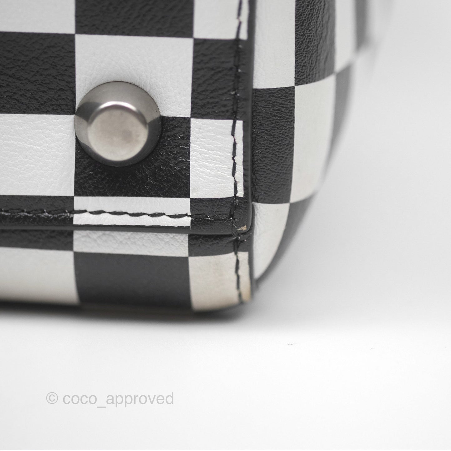 Christian Dior Medium Lady Dior Checkered Black/ White Calfskin