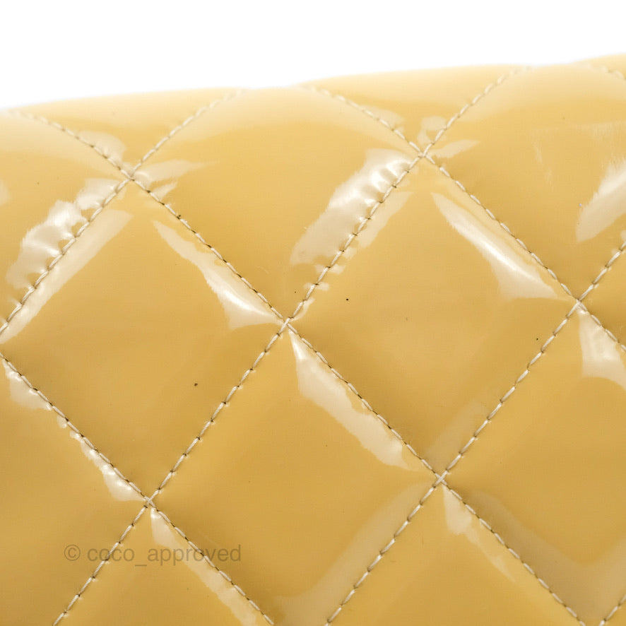 Chanel Quilted Clutch with Chain Beige Patent Silver Hardware