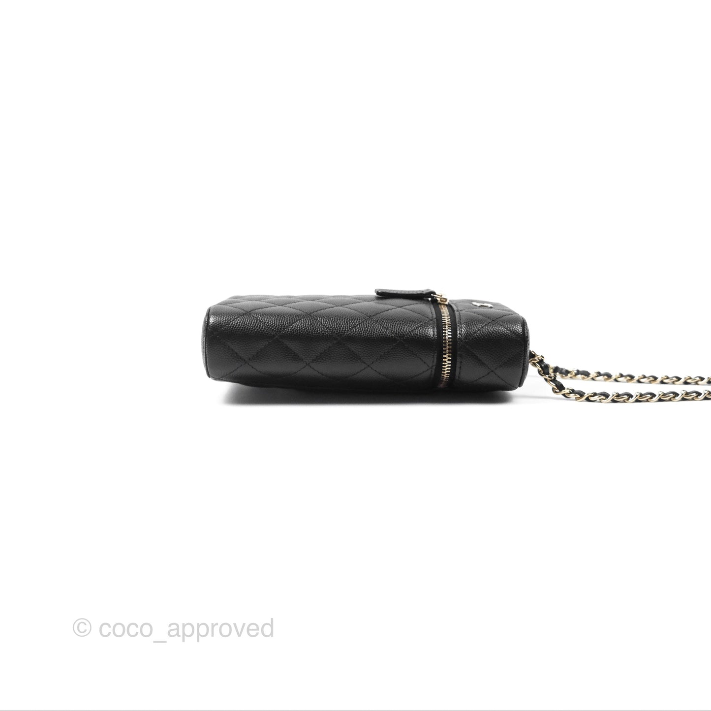 Chanel Vanity Phone Holder With Chain Black Caviar Gold Hardware