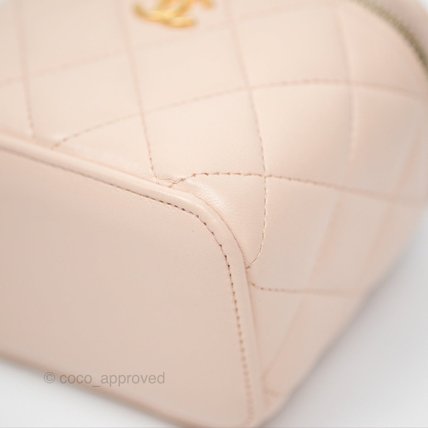 Chanel Classic Mini Pearl Crush Vanity With Chain Light Pink Lambskin Aged Gold Hardware