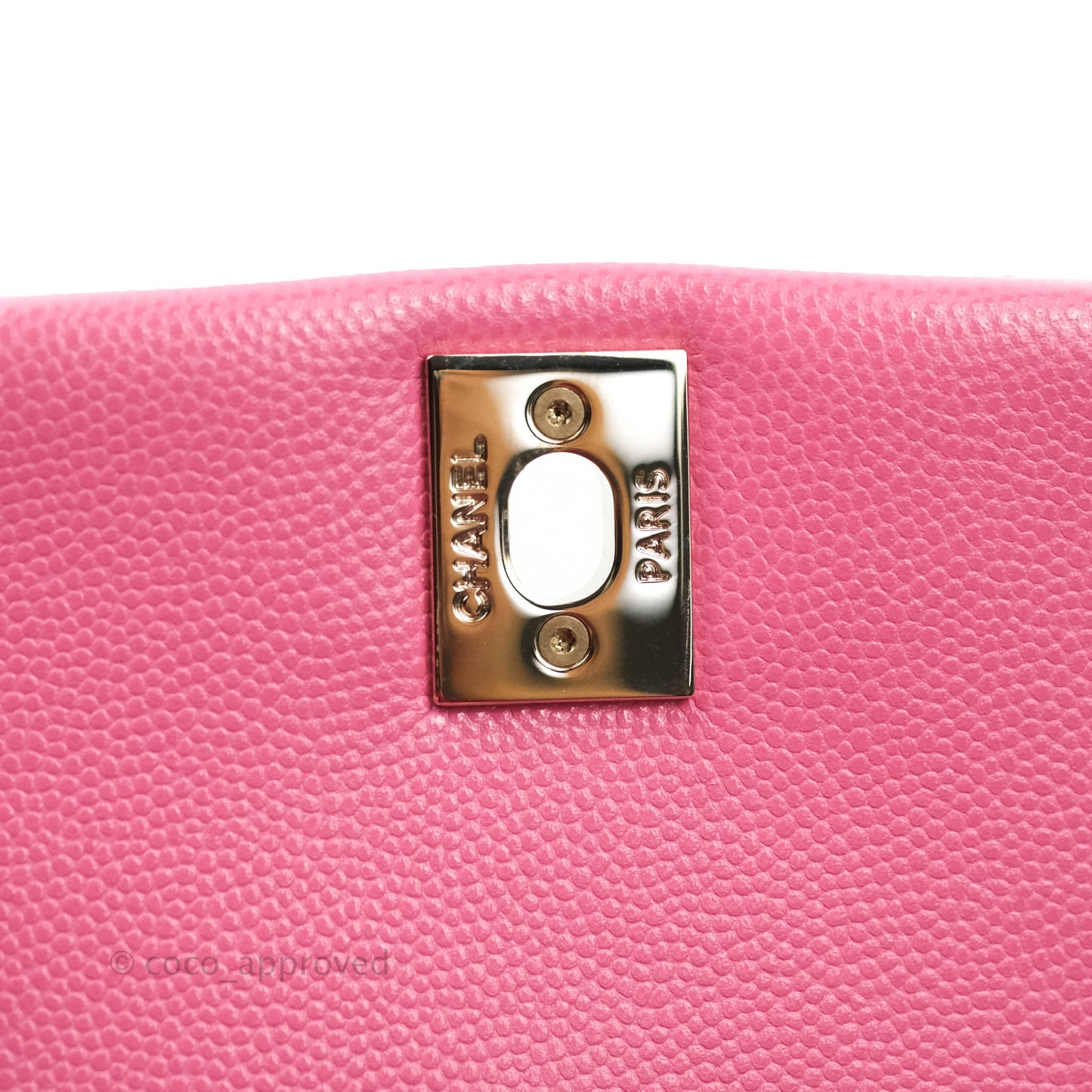 Chanel Extra Mini Coco Handle Quilted Pink Caviar Lizard Embossed Handle Gold Hardware